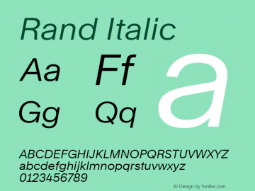 Rand Regular Italic Version 1.002; build 0002图片样张