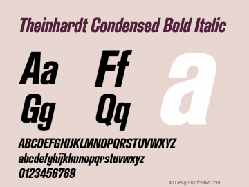 Theinhardt Condensed  Bold Italic Version 1.002; build 0002图片样张