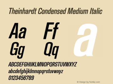 Theinhardt Condensed  Medium Italic Version 1.002; build 0002图片样张