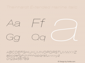 Theinhardt Extended  Hairline Italic Version 1.002; build 0002图片样张