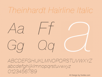 Theinhardt Hairline Italic Version 4.003; build 0007图片样张
