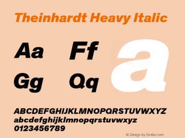 Theinhardt Heavy Italic Version 4.003; build 0007图片样张