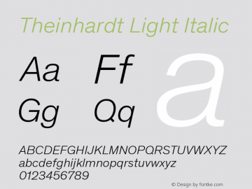 Theinhardt Light Italic Version 4.003; build 0007图片样张