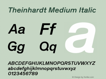 Theinhardt Medium Italic Version 4.003; build 0007图片样张