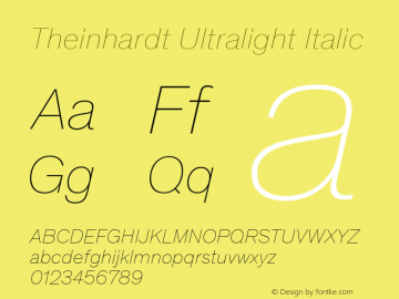 Theinhardt Ultralight Italic Version 4.003; build 0008图片样张
