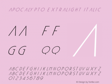 Apocalypto ExtraLight Italic Version 1.000图片样张