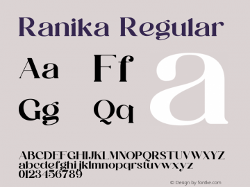 Ranika Version 1.00;April 5, 2022;FontCreator 13.0.0.2683 64-bit图片样张