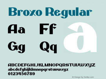 Broxo Version 1.00;June 14, 2020;FontCreator 12.0.0.2546 32-bit图片样张