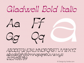 Gladwell Bold Italic Version 1.00;May 14, 2021;FontCreator 13.0.0.2683 64-bit图片样张