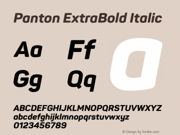 Panton ExtraBold Italic Version 1.000;PS 001.000;hotconv 1.0.70;makeotf.lib2.5.58329图片样张