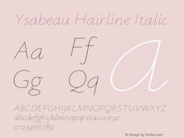 Ysabeau Hairline Italic Version 0.029;FEAKit 1.0图片样张