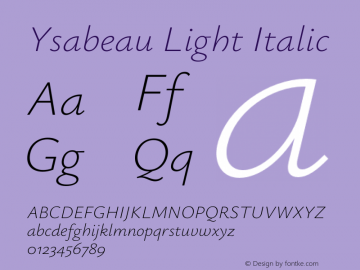 Ysabeau Light Italic Version 0.029;FEAKit 1.0图片样张