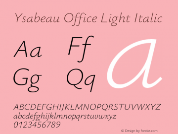 Ysabeau Office Light Italic Version 0.029;FEAKit 1.0图片样张