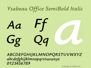 Ysabeau Office SemiBold Italic Version 0.029;FEAKit 1.0图片样张