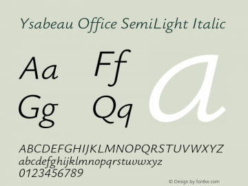 Ysabeau Office SemiLight Italic Version 0.029;FEAKit 1.0图片样张