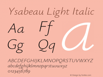 Ysabeau Light Italic Version 0.029图片样张