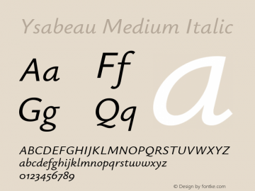 Ysabeau Medium Italic Version 0.029图片样张