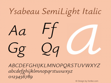 Ysabeau SemiLight Italic Version 0.029图片样张