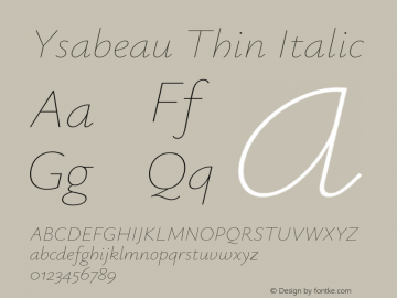 Ysabeau Thin Italic Version 0.029图片样张