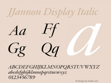 JJannon Display Regular Italic Version 1.002; build 0004图片样张