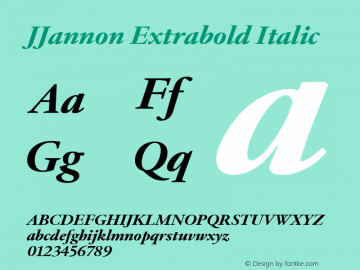 JJannon Extrabold Italic Version 1.002; build 0004图片样张