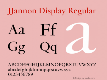 JJannon Display Regular Version 1.002; build 0004图片样张