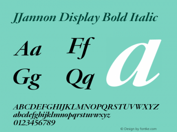 JJannon Display Bold Italic Version 1.002; build 0004图片样张