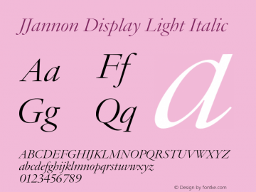 JJannon Display Light Italic Version 1.002; build 0004图片样张