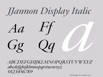 JJannon Display Regular Italic Version 1.002; build 0004图片样张
