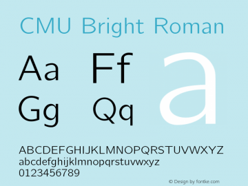CMU Bright Roman Version 0.5.0 Font Sample