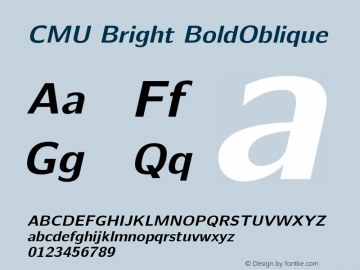CMU Bright BoldOblique Version 0.5.0 Font Sample