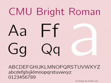 CMU Bright Roman Version 0.6.0 Font Sample
