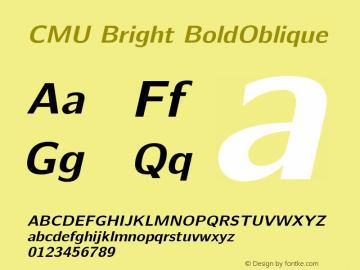 CMU Bright BoldOblique Version 0.6.0 Font Sample