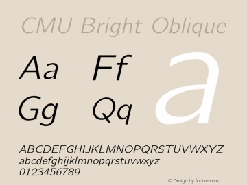 CMU Bright Oblique Version 0.6.2 Font Sample