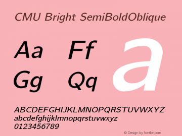 CMU Bright SemiBoldOblique Version 0.6.3 Font Sample