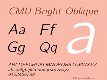 CMU Bright Oblique Version 0.6.3 Font Sample