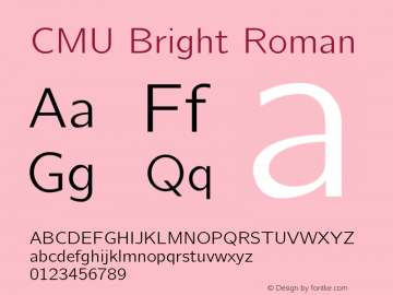 CMU Bright Roman Version 0.6.3 Font Sample