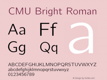 CMU Bright Roman Version 0.7.0 Font Sample