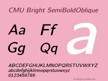 CMU Bright SemiBoldOblique Version 0.7.0 Font Sample
