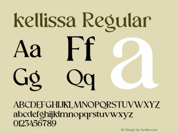 kellissa Version 1.00;April 4, 2022;FontCreator 12.0.0.2552 64-bit图片样张