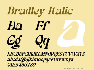 Bradley Italic Version 1.00;March 8, 2022;FontCreator 13.0.0.2680 64-bit图片样张