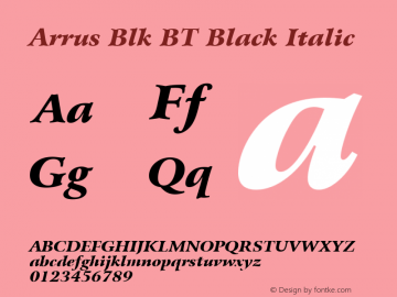 Arrus Blk BT Black Italic Version 1.01 emb4-OT图片样张