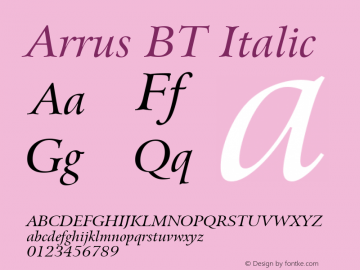 Arrus BT Italic Version 1.01 emb4-OT图片样张