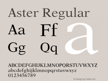 Aster-Reg Version 1.000;PS 1.00;hotconv 1.0.57;makeotf.lib2.0.21895图片样张