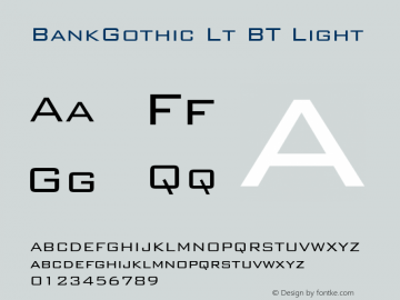BankGothic Lt BT Light Version 1.01 emb4-OT图片样张