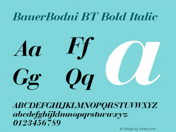 BauerBodni BT Bold Italic Version 1.01 emb4-OT图片样张