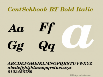 CentSchbook BT Bold Italic Version 1.01 emb4-OT图片样张