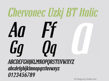 Chervonec Uzkj BT Italic Version 1.01 emb4-OT图片样张