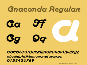 Anaconda Regular TShirtMaker Copyright (c)1997 Austin James, Inc. Font Sample