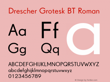 Drescher Grotesk BT Roman Version 1.01 emb4-OT图片样张